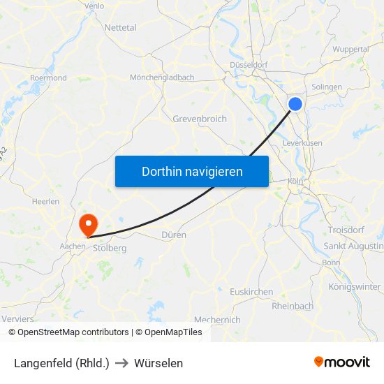 Langenfeld (Rhld.) to Würselen map