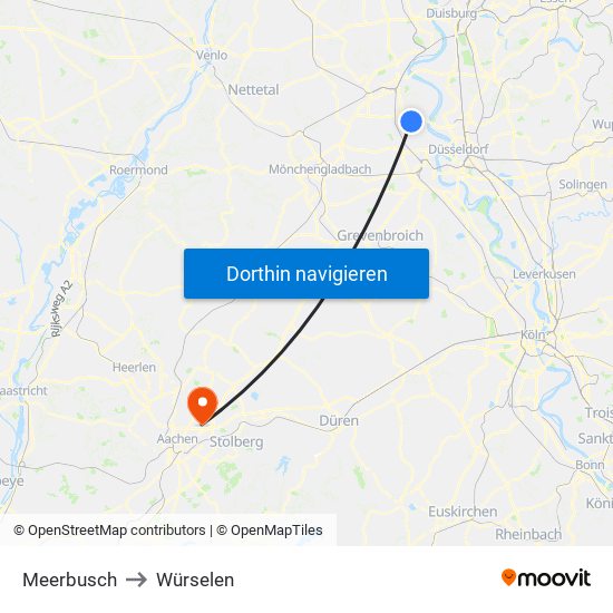 Meerbusch to Würselen map