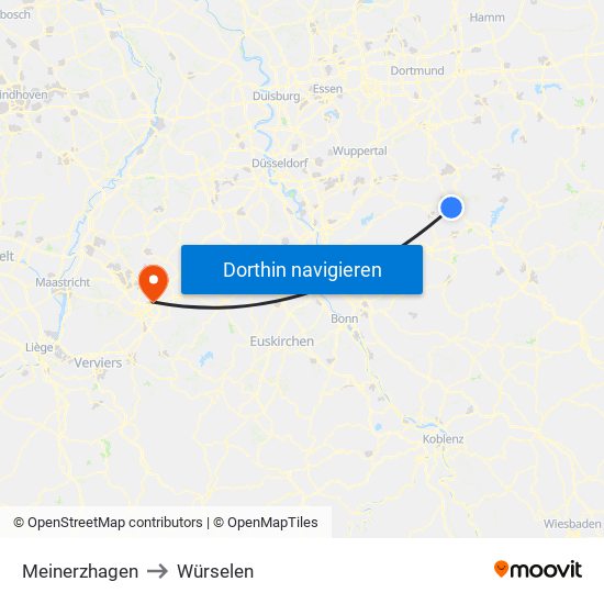 Meinerzhagen to Würselen map
