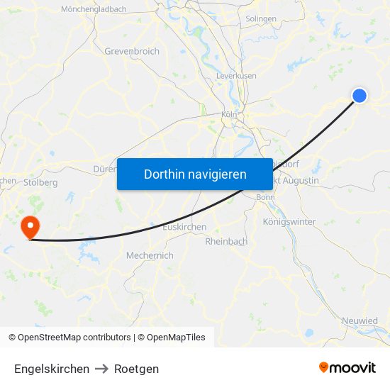 Engelskirchen to Roetgen map