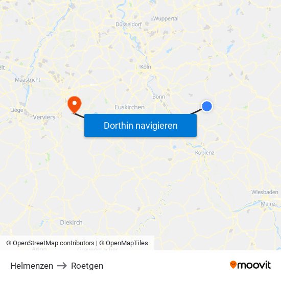 Helmenzen to Roetgen map