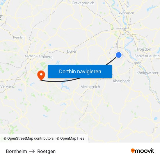 Bornheim to Roetgen map