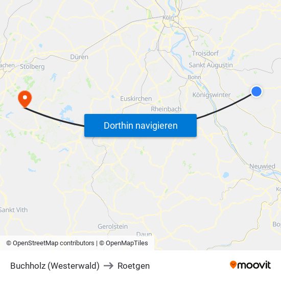 Buchholz (Westerwald) to Roetgen map