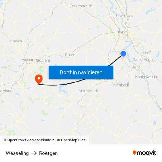 Wesseling to Roetgen map