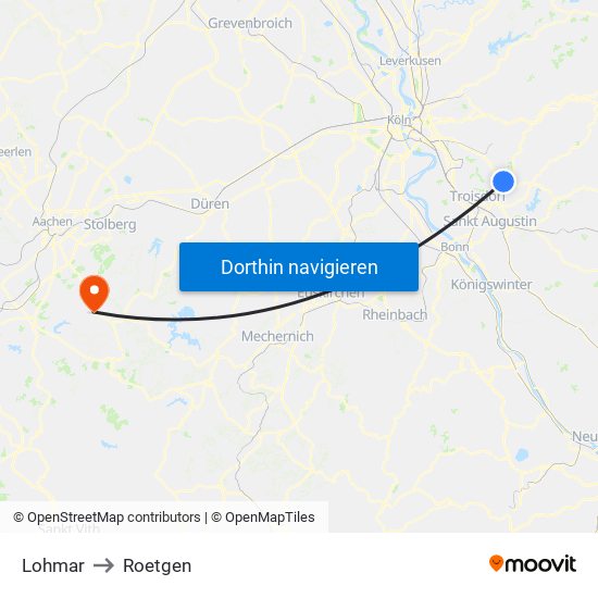 Lohmar to Roetgen map