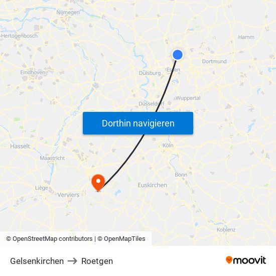 Gelsenkirchen to Roetgen map