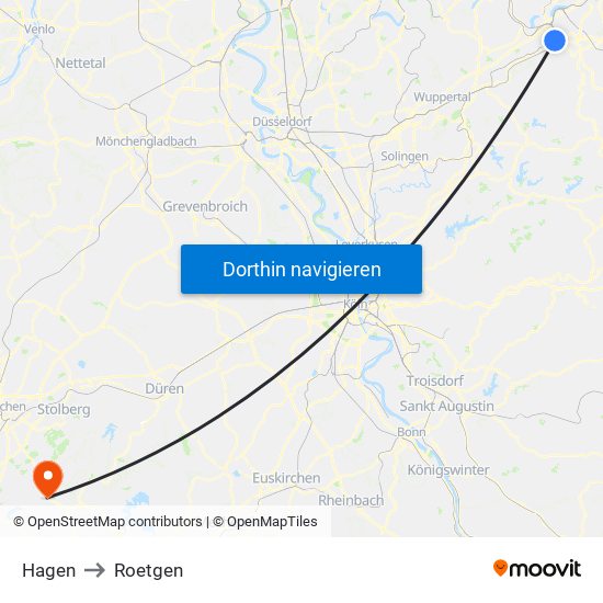 Hagen to Roetgen map