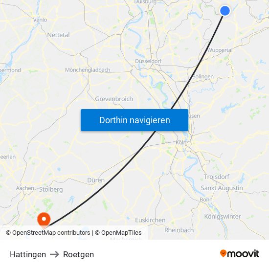 Hattingen to Roetgen map