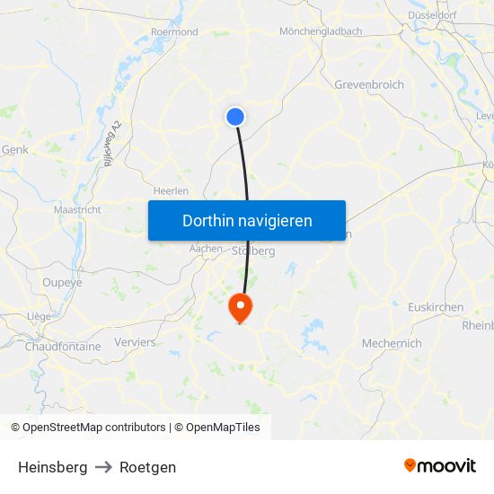Heinsberg to Roetgen map