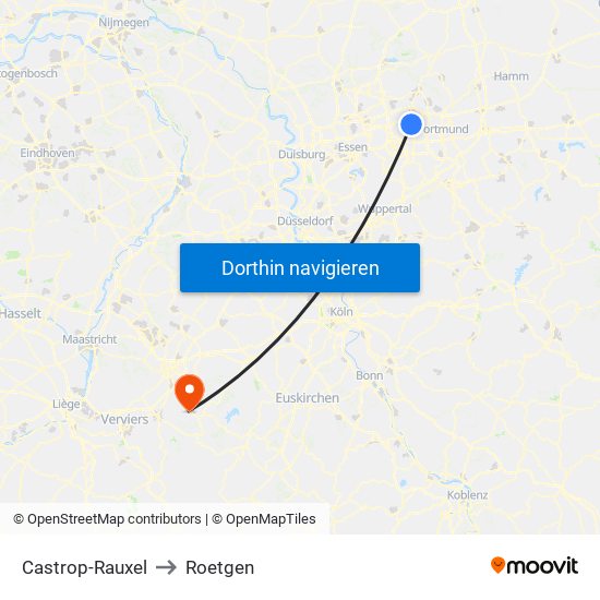 Castrop-Rauxel to Roetgen map