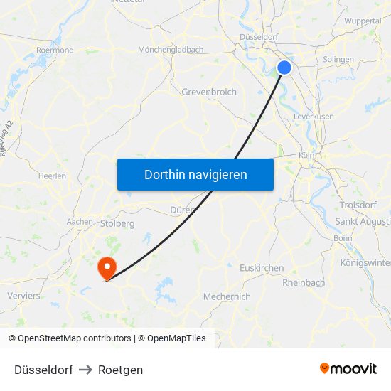 Düsseldorf to Roetgen map