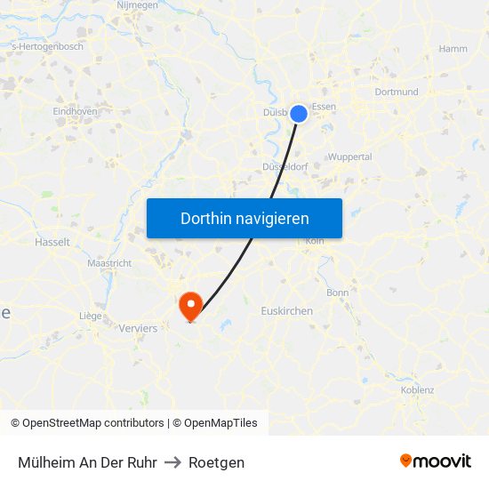 Mülheim An Der Ruhr to Roetgen map