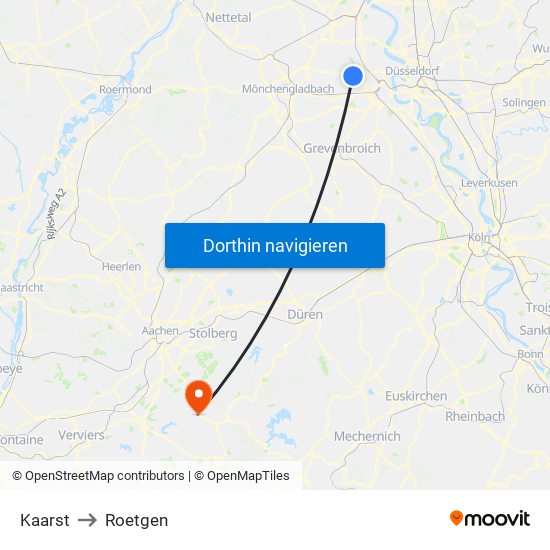 Kaarst to Roetgen map