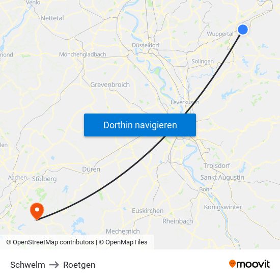 Schwelm to Roetgen map