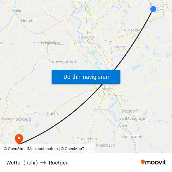 Wetter (Ruhr) to Roetgen map