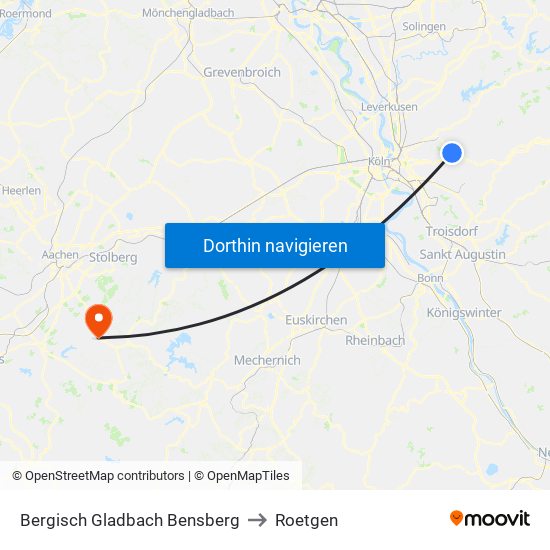 Bergisch Gladbach Bensberg to Roetgen map