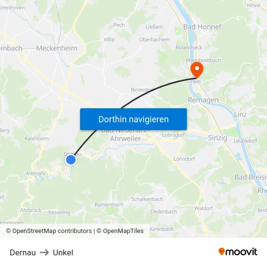 Dernau to Unkel map