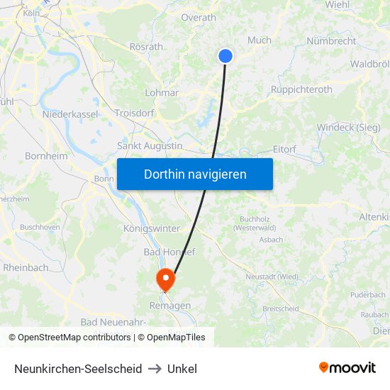 Neunkirchen-Seelscheid to Unkel map