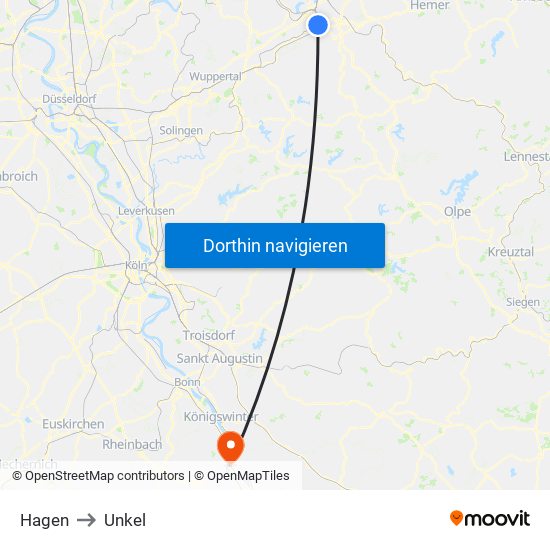 Hagen to Unkel map