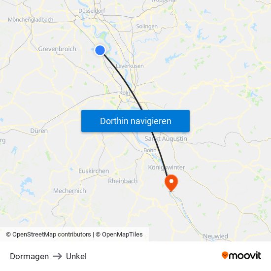 Dormagen to Unkel map