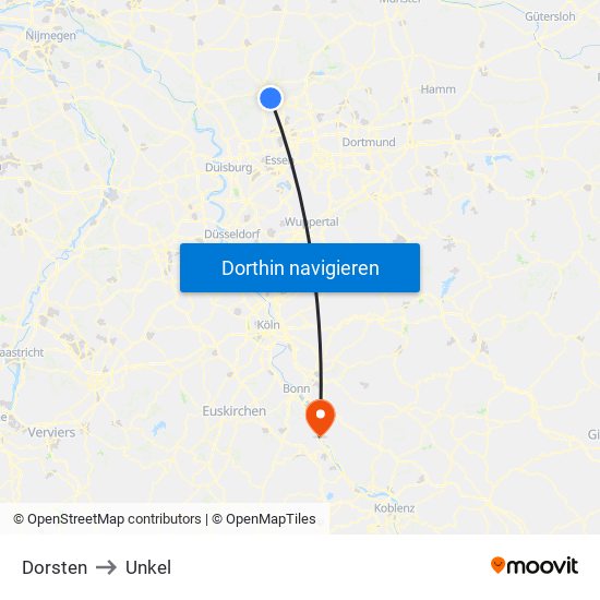 Dorsten to Unkel map