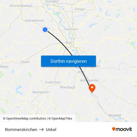Rommerskirchen to Unkel map