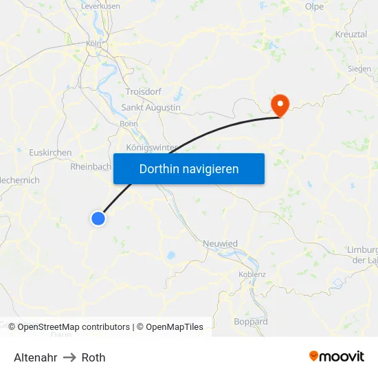 Altenahr to Roth map