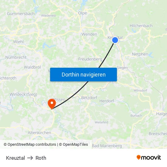 Kreuztal to Roth map