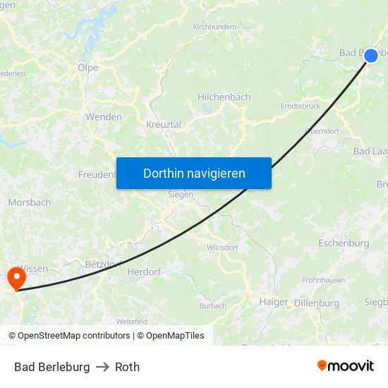Bad Berleburg to Roth map