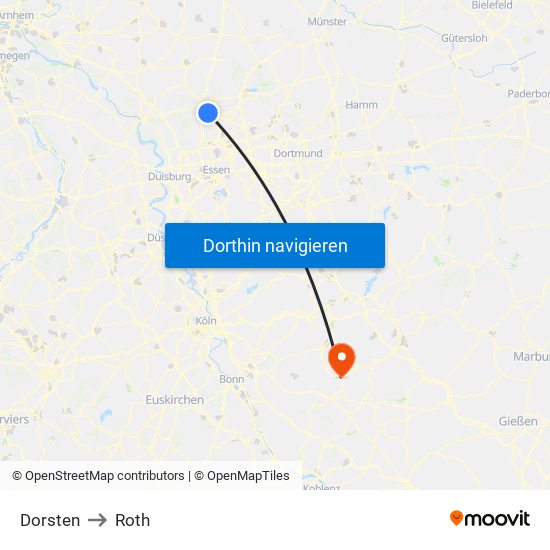 Dorsten to Roth map