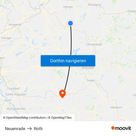 Neuenrade to Roth map