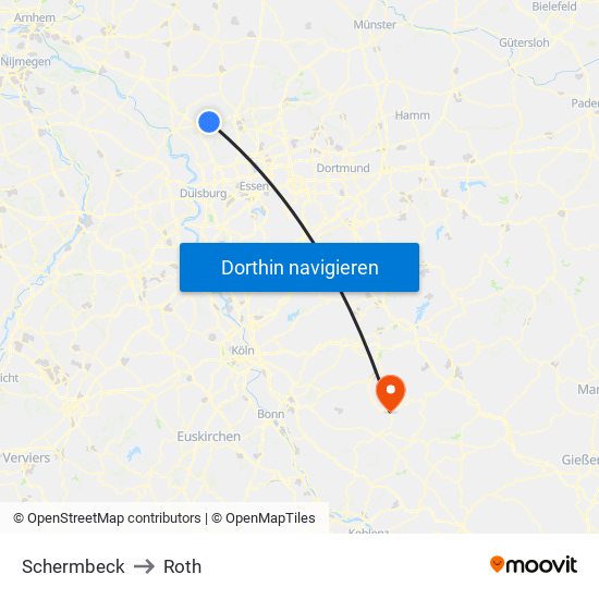 Schermbeck to Roth map