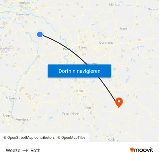 Weeze to Roth map