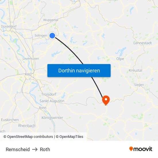 Remscheid to Roth map