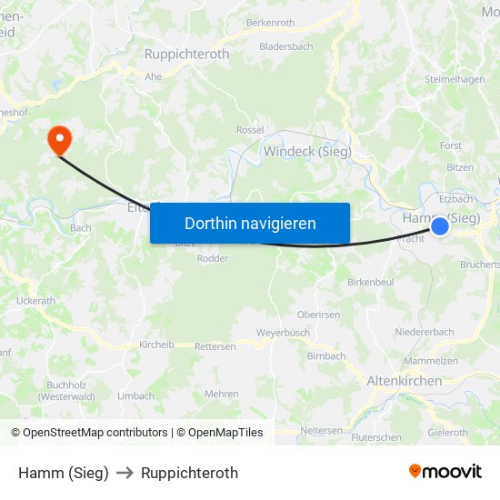 Hamm (Sieg) to Ruppichteroth map
