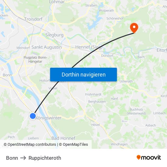 Bonn to Ruppichteroth map