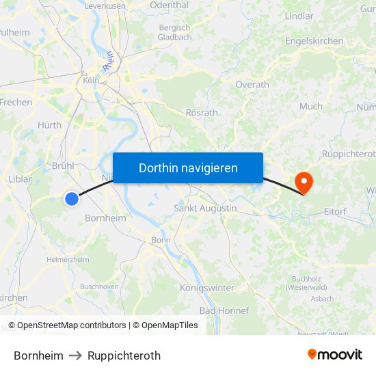 Bornheim to Ruppichteroth map