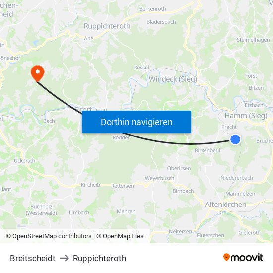 Breitscheidt to Ruppichteroth map