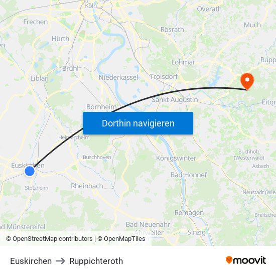 Euskirchen to Ruppichteroth map