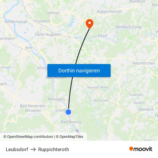 Leubsdorf to Ruppichteroth map