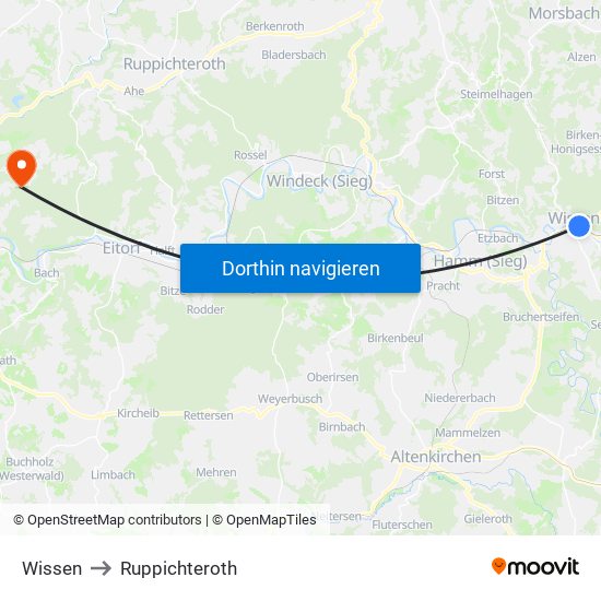 Wissen to Ruppichteroth map