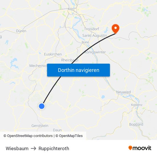 Wiesbaum to Ruppichteroth map