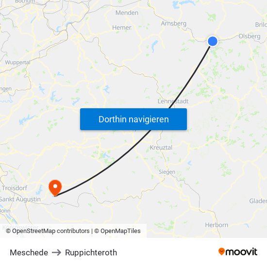 Meschede to Ruppichteroth map