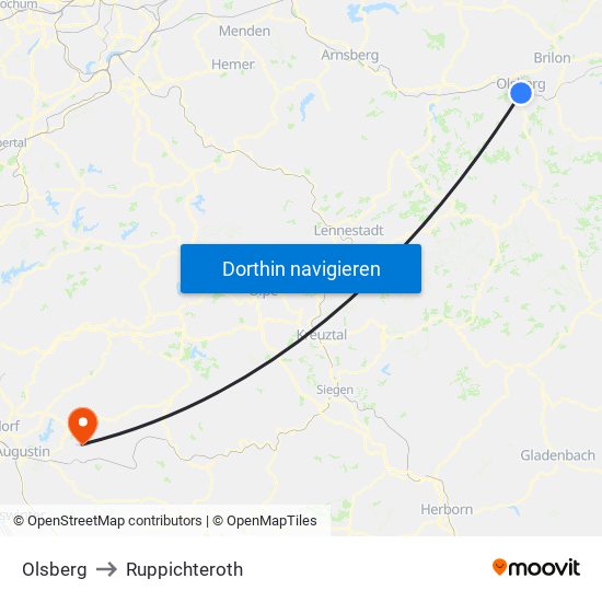 Olsberg to Ruppichteroth map