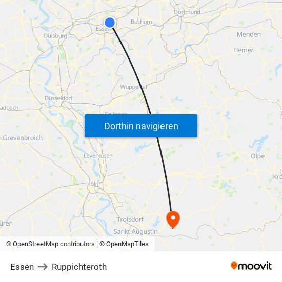 Essen to Ruppichteroth map