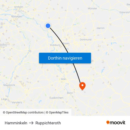 Hamminkeln to Ruppichteroth map