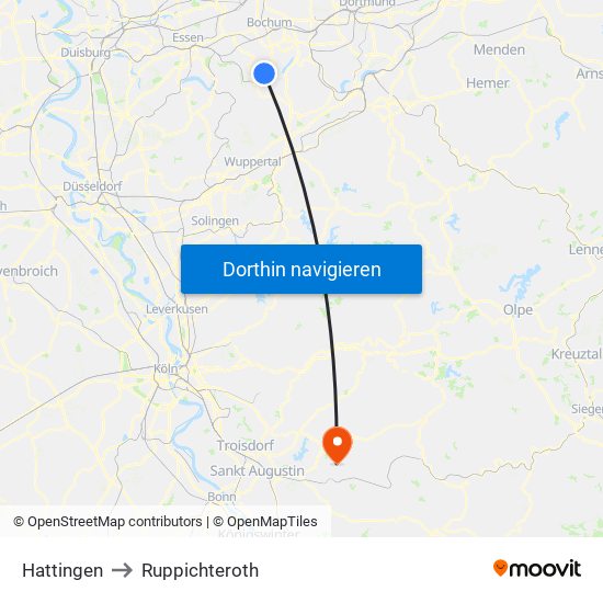 Hattingen to Ruppichteroth map