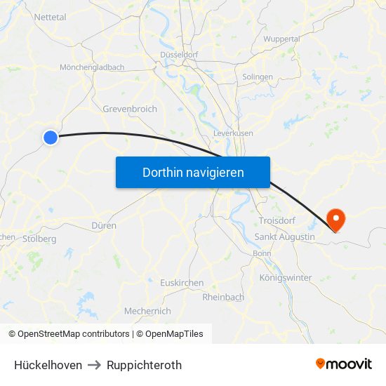 Hückelhoven to Ruppichteroth map