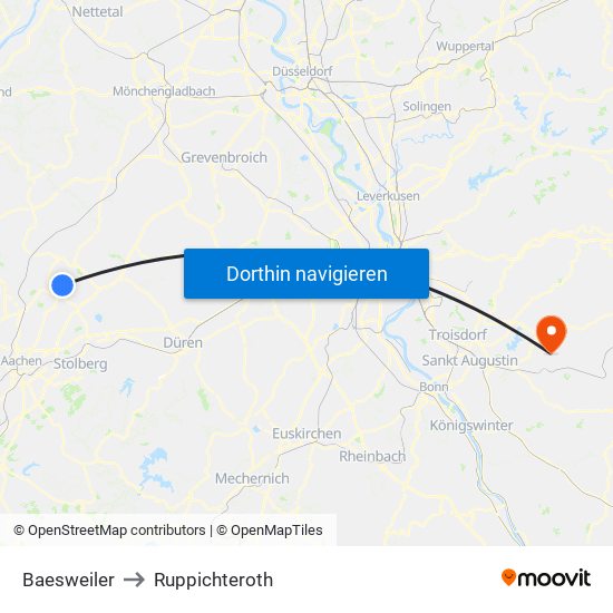 Baesweiler to Ruppichteroth map