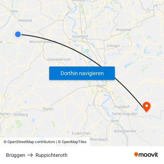 Brüggen to Ruppichteroth map